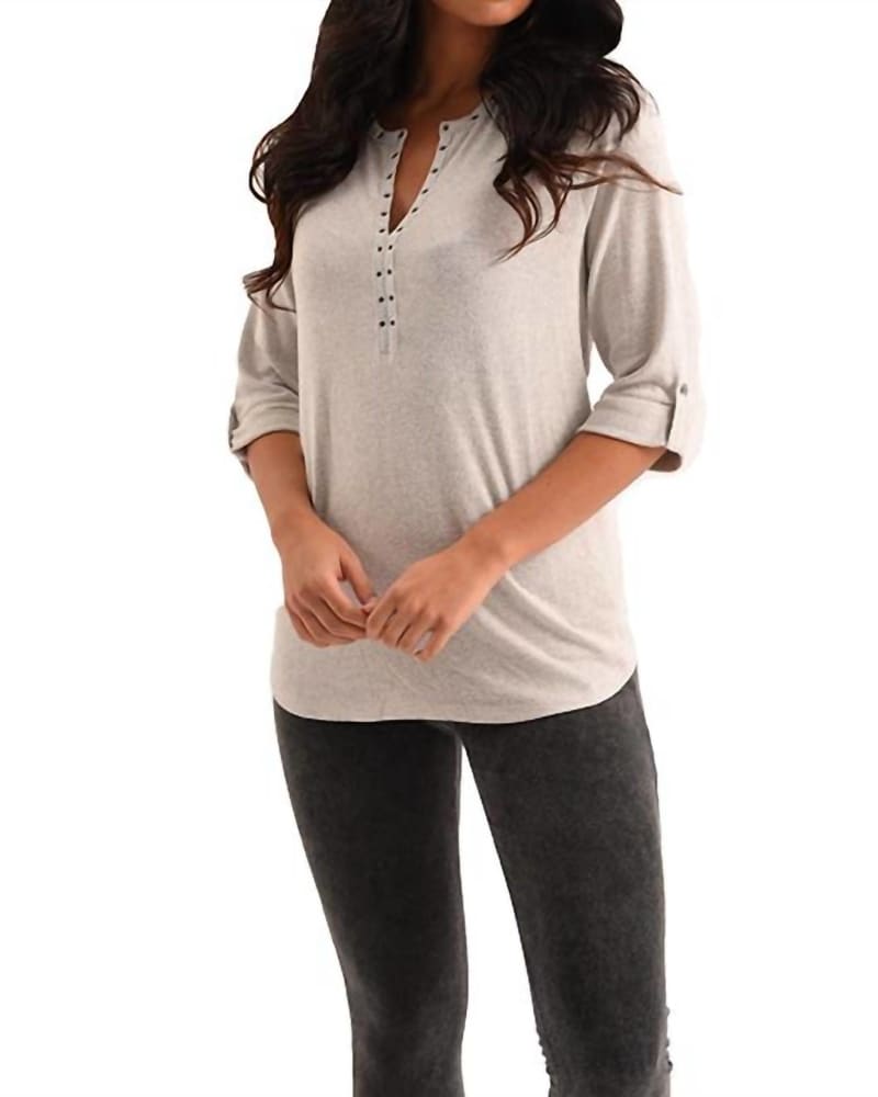 Emma Grommet VNeck Kashmira Top in Gray Gray